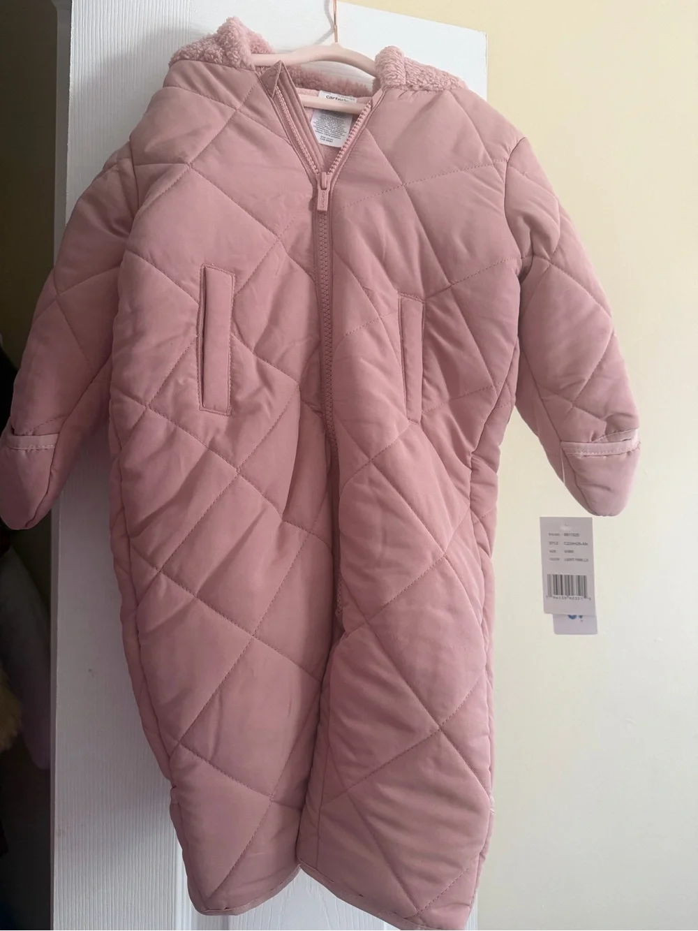 Carter's Quilted Dusty Pink Hooded Baby Sleep Sack